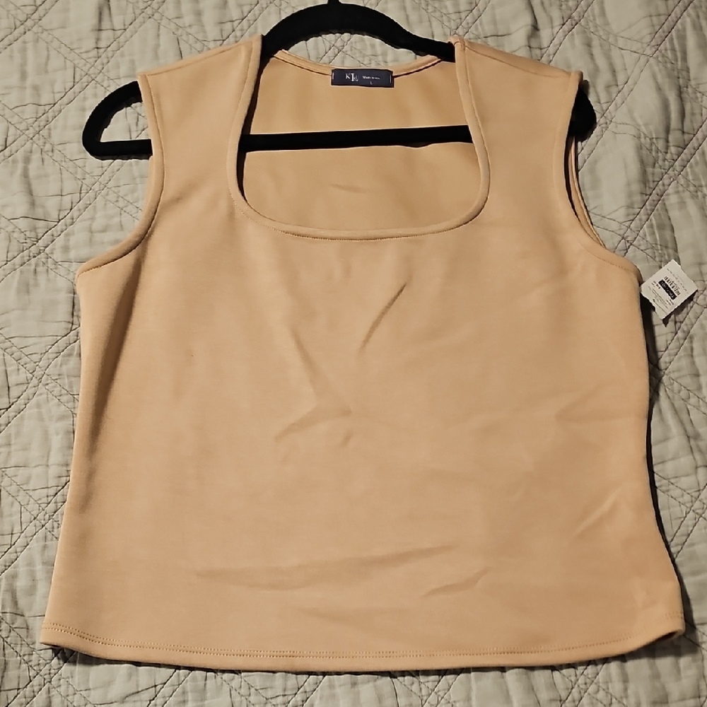 KLD Khaki Square-Neck Sleeveless Top
